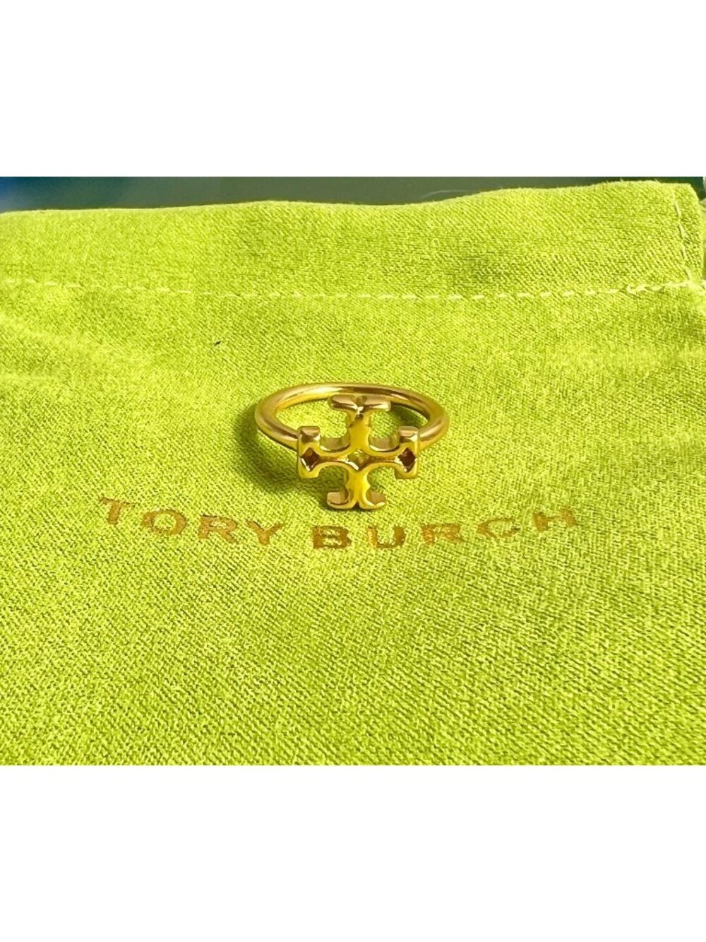 Tory Burch Puzzle Logo Gold-Tone Ring - size 6